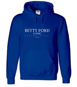 Betty Ford Clinic Beverly California Recovery White Blue Retro Hooded Sweatshirt