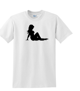 Mudflap Girl Thick T-shirt Black White cotton Shirt Trucker Gift Fat BBW