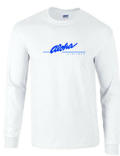 Load image into Gallery viewer, Aloha Airlines Blue Retro Logo Shirt Hawaiian Airline White Long Sleeve T-shirt
