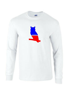 Whig Party Owl Symbol Red Blue Logo Republican Long Sleeve White T-shirt