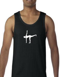 Half Moon Yoga Pose Namaste Meditation Black White Sleeveless Tank Top