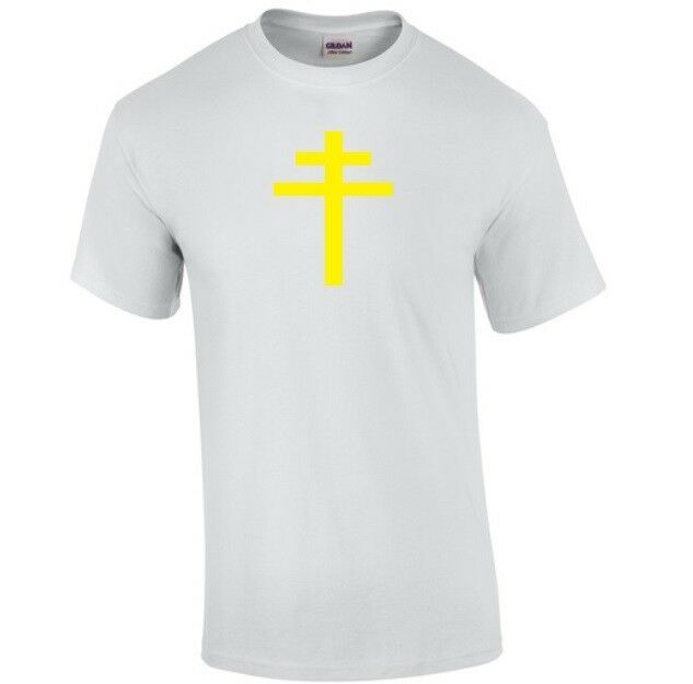 Yellow Cross of Lorraine Knights Templar T-Shirt Christian White Tee Shirt S-5XL