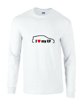 Load image into Gallery viewer, I Love my EF  Honda Civic hatchback Heart Red White Black Long Sleeve T-Shirt
