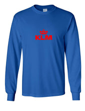 Load image into Gallery viewer, KLM Red  Retro Logo Shirt Dutch Royal Airline Royal Blue Long Sleeve T-shirt
