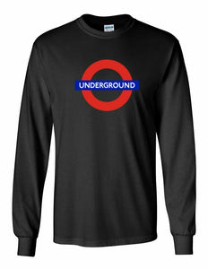 The Underground Logo Tee London Metro Railway Train Black Long Sleeve T-shirt