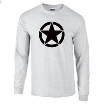 Load image into Gallery viewer, Willys Army Star Long Sleeve Shirt T-Shirt Black White Gray Military Green
