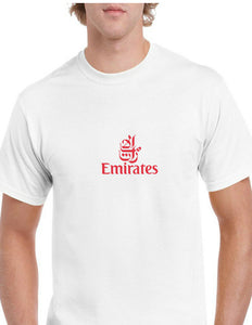 Emirates Red Vintage Logo Shirt Emirati Airline Aviation White Cotton T-Shirt