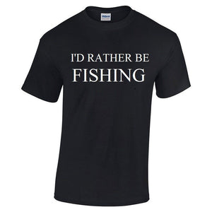 I'd Rather Be Fishing Cotton Solid Black White Funny T-shirt Shirt S - 5XL