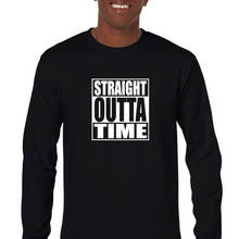 Load image into Gallery viewer, Straight Outta Time Funny Black Mens Cotton Long Sleeve T-shirt
