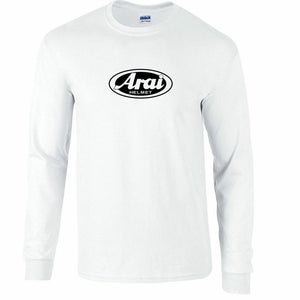 Arai Racing Helmet White Gray Black Logo Long Sleeve Mens Cotton T-Shirt