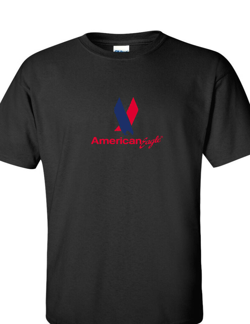 American Eagle  Vintage Logo US Airline Black Cotton T-Shirt S-5XL