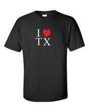 Load image into Gallery viewer, I Heart Love TX Shirt Texas The Lonestar State Black White Red T-shirt S-5XL
