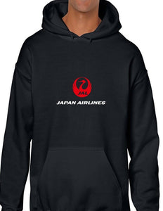 Japan Airlines Red White Logo Aviation Geek Black Hoodie Hooded Sweatshirt