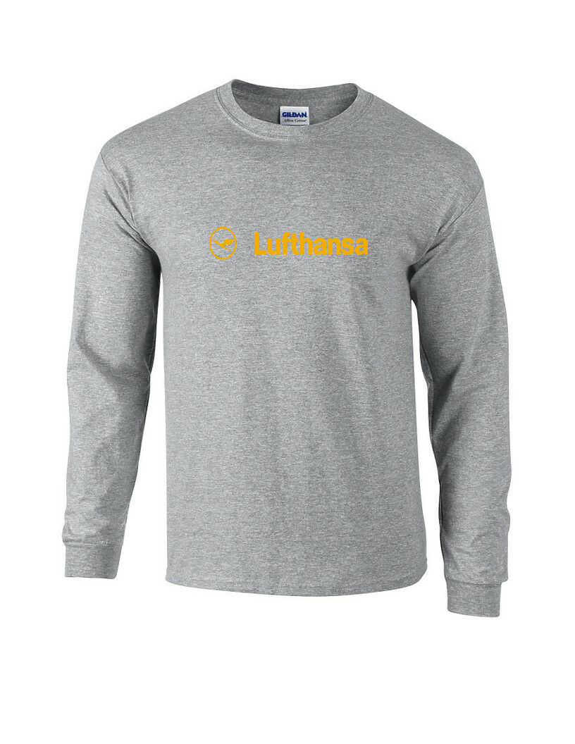 Lufthansa Yellow Vintage Logo Shirt German Airline Long Sleeve T-Shirt  S-5XL