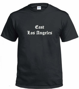 East Los Angeles LA T-Shirt Black White Gangster Old English Thug Life Tee Shirt