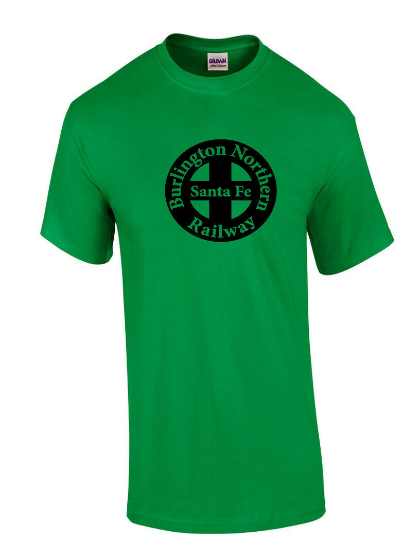 Vintage BNSF T-shirt RETRO Railroad TRAIN Black Irish Green Tee Shirt S-5XL