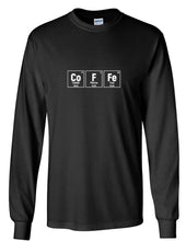 Load image into Gallery viewer, Coffee T-shirt Funny Periodic Table Science Caffeine Black Long Sleeve Tee Shirt
