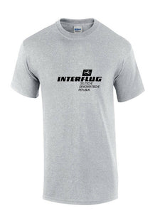 Interflug White Vintage Logo German Airline Sport Gray Cotton T-Shirt