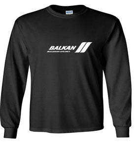 Balkan Bulgarian Airlines White Logo Republican Long Sleeve Black T-shirt