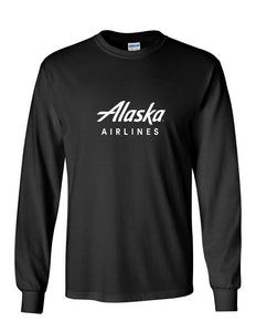 Alaska Airlines Retro White Logo US Aviation Black Long sleeve T-Shirt