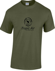 Tropic Air Kenya Black Logo Kenyan African Cotton Military Green T-shirt