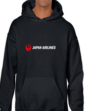 Load image into Gallery viewer, Japan Airlines Retro Logo Japanese Aviation Black Hoodie Hooded Sweatshirt
