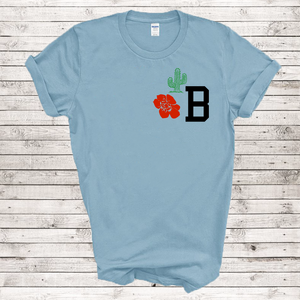 Monogram B Names Flower Cactus Fashion 21st Century Woman Retro Gift T-shirt