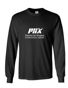 PHX Phoenix Sky Harbor International Airport White Black Long Sleeve T-Shirt