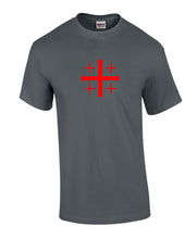 Load image into Gallery viewer, Red Jerusalem Cross T-Shirt Christian Knights Templar Charcoal Gray Tee Shirt
