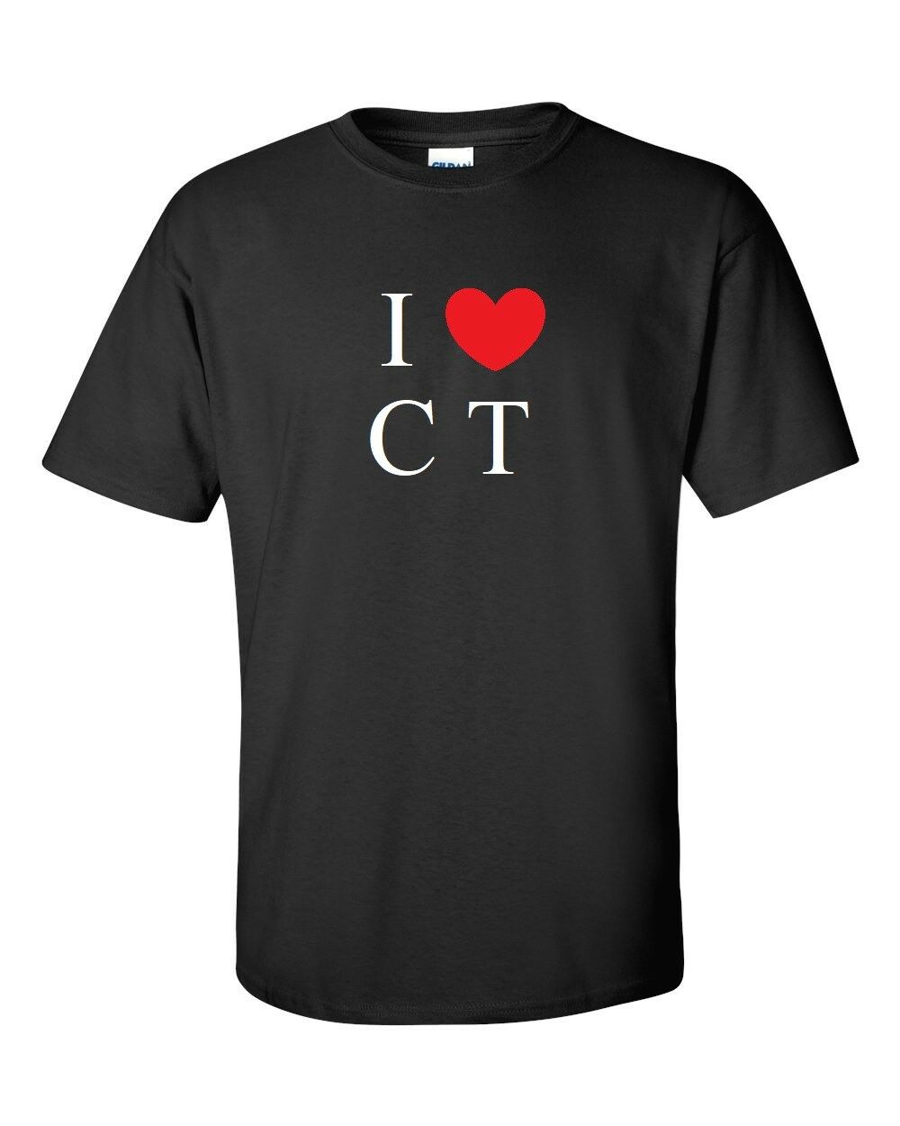 I Heart Love CT Shirt CONNECTICUT the Constitution State Black White Red T-shirt