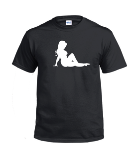 Mudflap Girl Thick T-shirt Black White cotton Shirt Trucker Gift Fat BBW