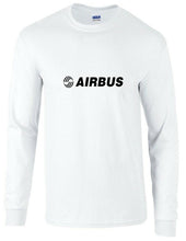 Load image into Gallery viewer, Airbus Black Logo European Aviation Defense White Cotton Long Sleeve T-Shirt
