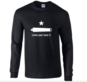 Texas Revolution T-Shirt Come And Take It Cannon Pride Black Long Sleeve Shirt