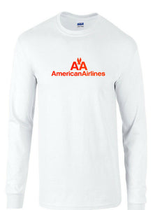 American Airlines Red  Retro Logo Shirt US Airline White Long Sleeve T-Shirt