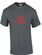 Load image into Gallery viewer, Wings Air Red Retro Logo Indonesian Airline Charcoal Gray Cotton T-shirt
