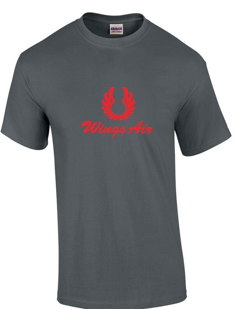 Wings Air Red Retro Logo Indonesian Airline Charcoal Gray Cotton T-shirt