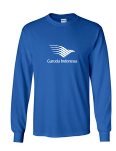 Garuda Indonesia  White Logo Indonesian Airline Royal Blue Long Sleeve T-Shirt