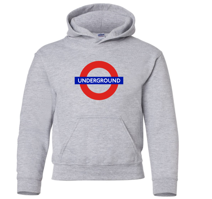 The Underground London Train Subway Retro Blue Red Gray Hoodie Hooded Sweatshirt