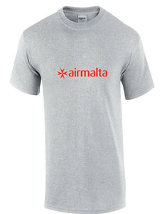 Air Malta Red Logo Aviation Geek Airline Sport Gray Cotton T-shirt