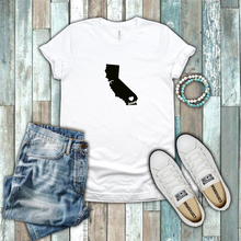 Load image into Gallery viewer, California Goldan State Home State Pride Silhouette 100% Cotton White T-shirt
