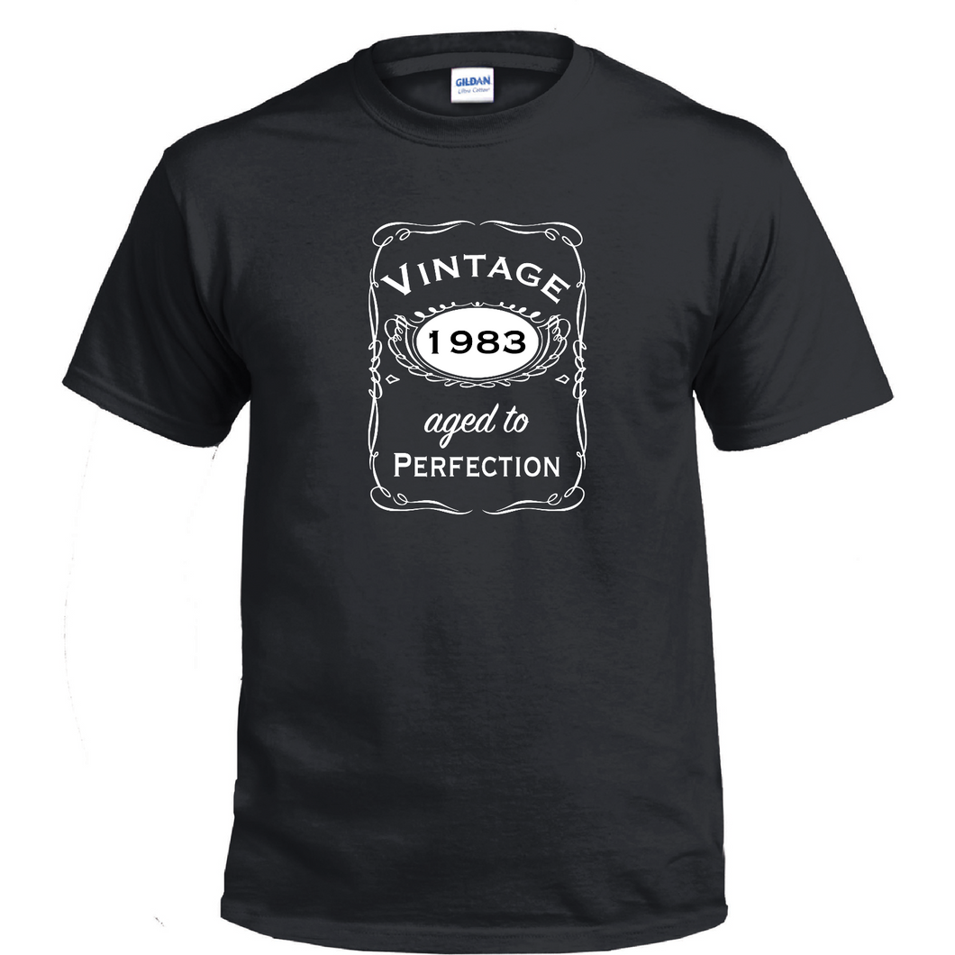 Vintage Aged To Perfection 1983 80s Birthday Gift Whiskey Gift Cotton T-shirt