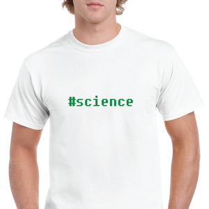 Science Funny #science Retro Computer Font White Solid Cotton T-Shirt S-5XL