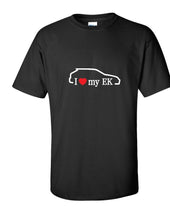 Load image into Gallery viewer, I Love MY EK Cars Hatchback Honda White Red Black Cotton T-Shirt S-5XL
