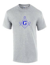 Load image into Gallery viewer, Blue Free Mason Symbol Square Illuminate Sport Gray Cotton T-shirt
