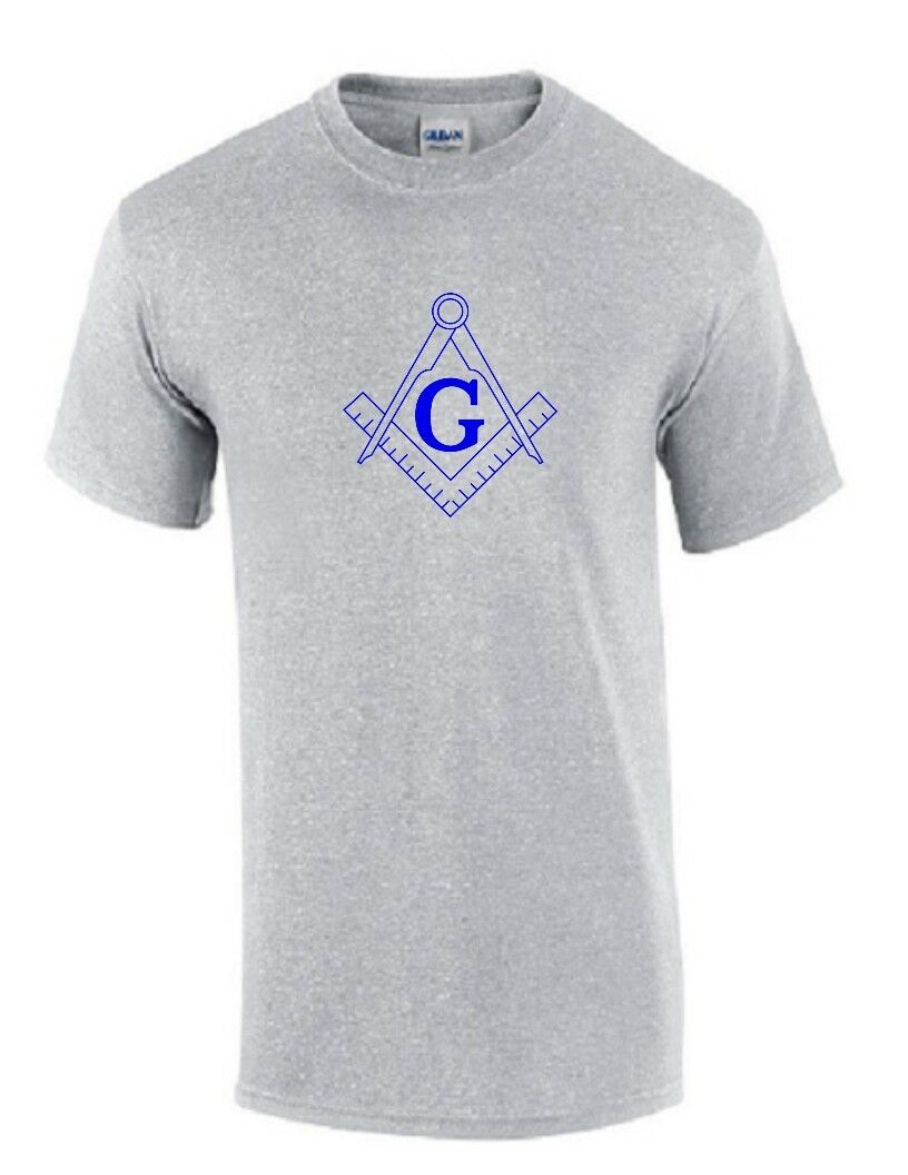 Blue Free Mason Symbol Square Illuminate Sport Gray Cotton T-shirt