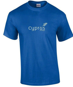 Cyprus Airways White Logo Airline Royal Blue Cotton T-shirt