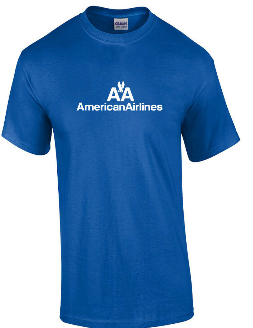 American Airlines White Retro Logo Shirt US Airline Royal Blue T-Shirt S-5XL