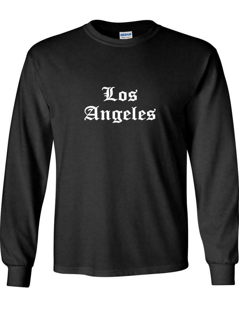 Los Angeles T-Shirt L.A. Cali Old English Hip Hop Urban Long Sleeve Tee Shirt