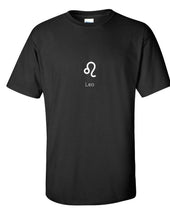 Load image into Gallery viewer, Leo Symbol Zodiac Astrology Stars Horoscope Gift Funny Black Cotton T-shirt
