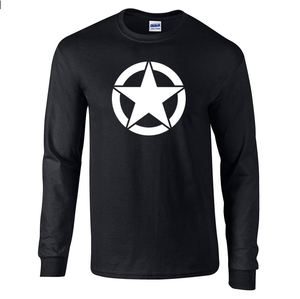 Willys Army Star Long Sleeve Shirt T-Shirt Black White Gray Military Green